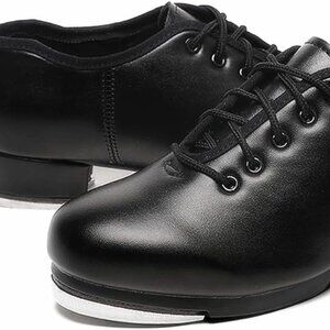 NWT size 12.5 Child Black Tap Shoes Lace up Dance for Girls and Boys